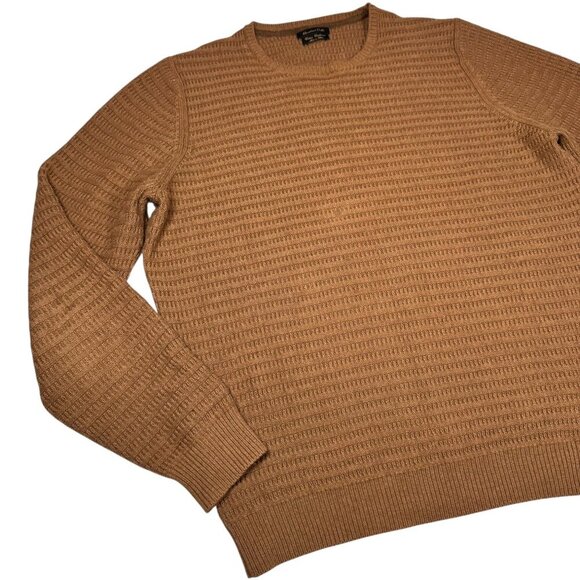Massimo Dutti Pullover Sweater Sz.L Camel Cotton Cashmere Textured Minimalist - Picture 11 of 11